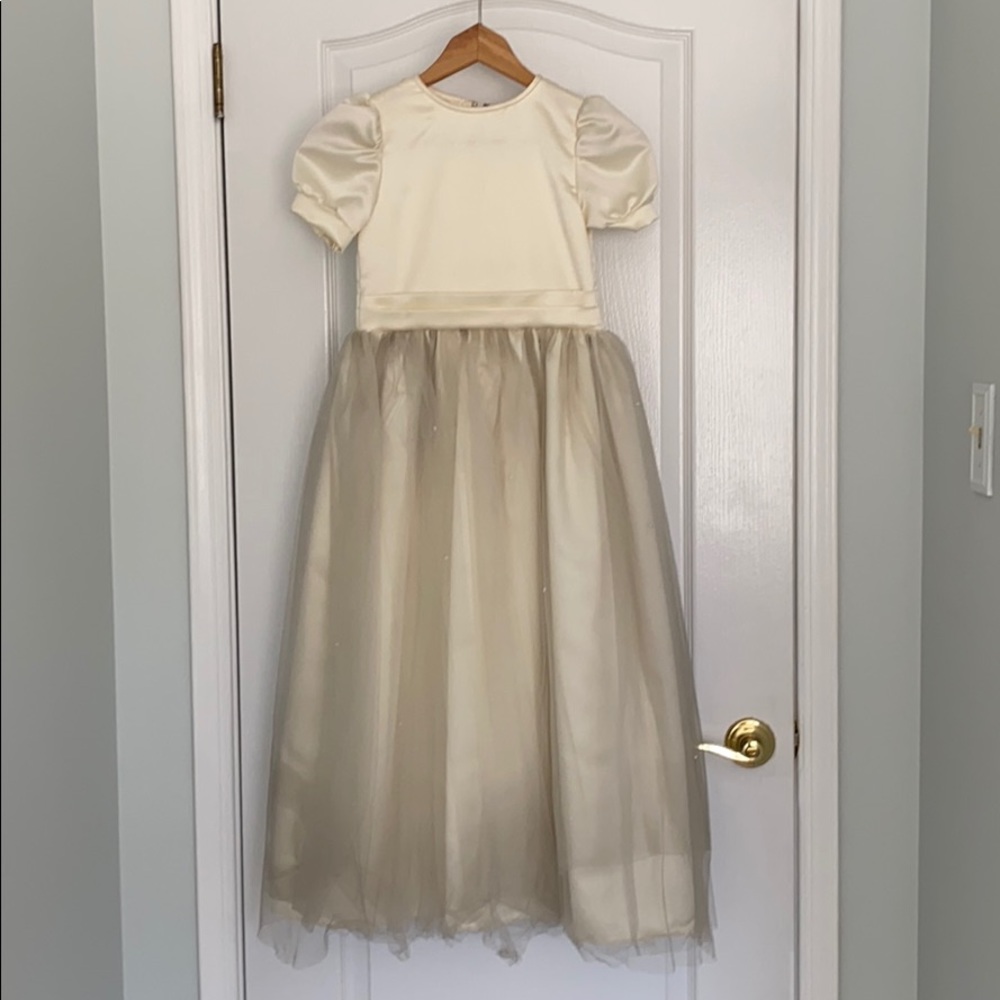 Girls custom made ivory formal dress